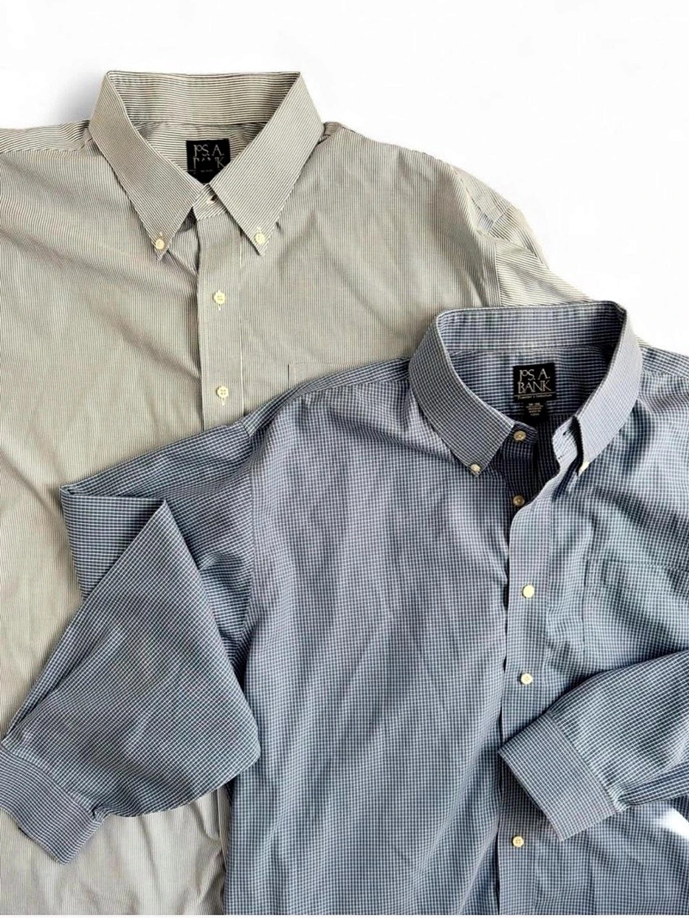 Men’s Jos. A. Bank Traveler Collection Dress Shirt Blue Stripe Check 18 18 1/2 3